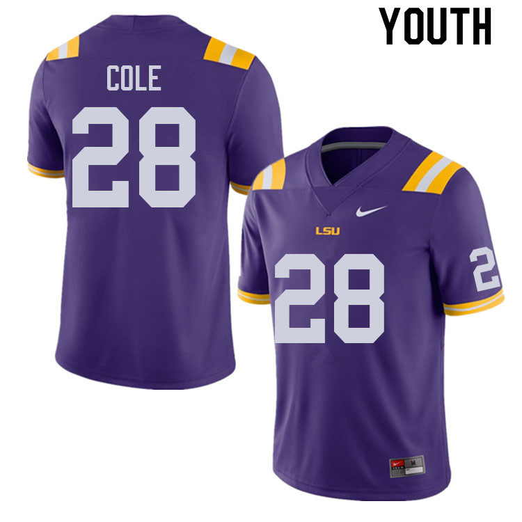Youth #28 Lloyd Cole LSU Tigers College Football Jerseys Sale-Purple